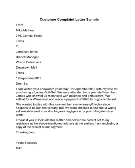 Complaint Letter Examples 45+ in PDF, Word Examples