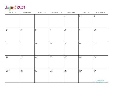 Customizable Calendar 2024