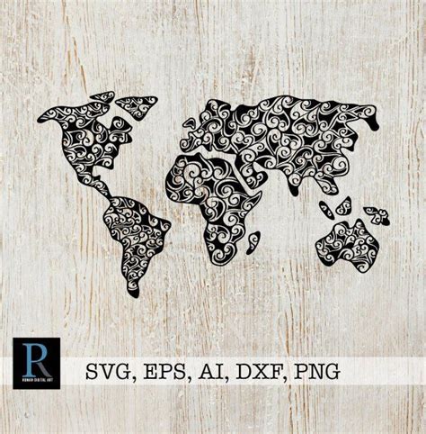 Download Customizable Map of the World SVG File - SVG Design Commercial Use for Cricut