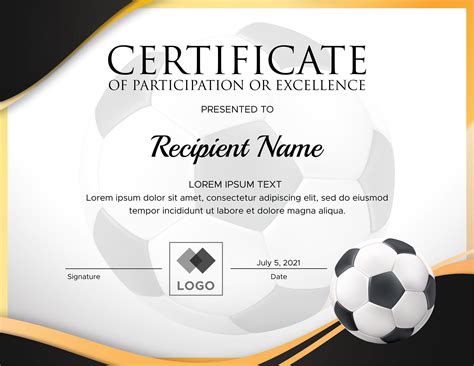 Customizable Soccer Certificate Template