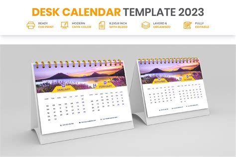 Customizable desk calendar template