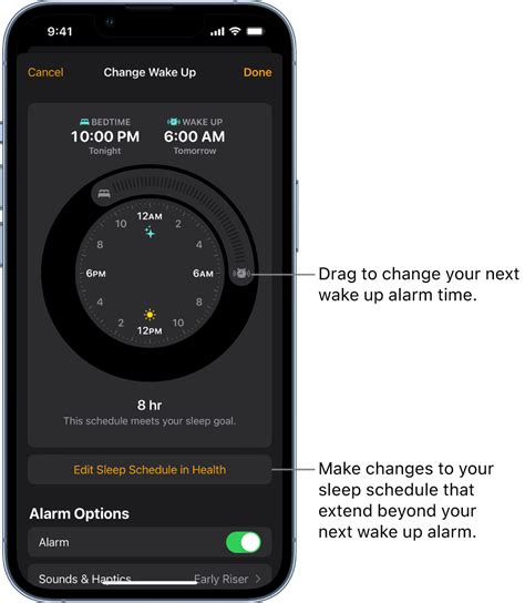 Customize Bedtime alarm on iPhone