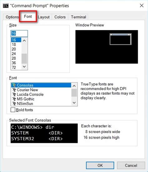 Customize Command Prompt Color and Font in Windows 10