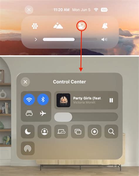 Customize Control Center on Vision Pro