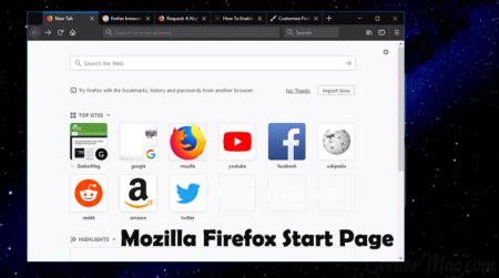 Customize Mozilla Firefox Start Page