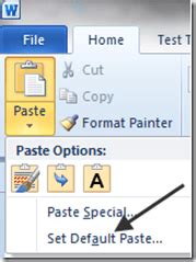 Customize Word Paste Options