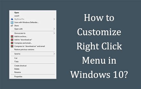 Customize the Right-click Menu on Windows 10 Manually