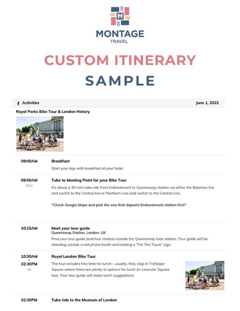 Customized Travel Itinerary