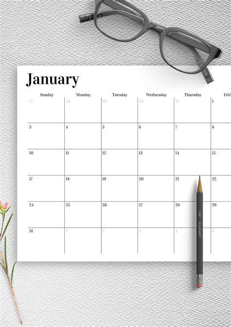 Customizing Printable Monthly Calendar