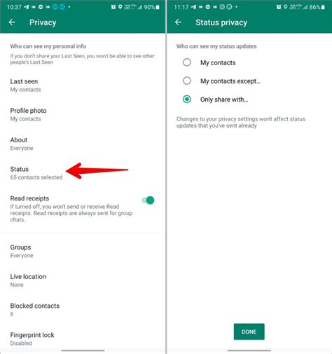 Customizing Privacy Settings on WhatsApp