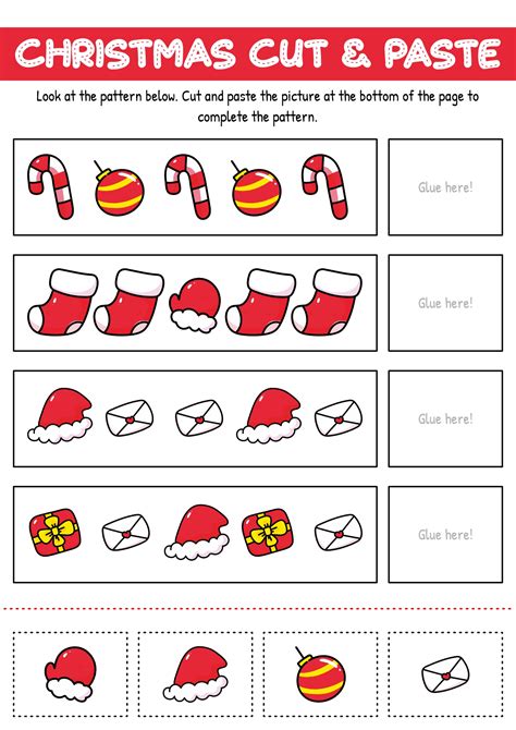 Cut And Paste Christmas Worksheets
