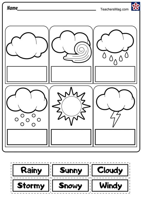 Cut And Paste Weather Worksheets For Kindergarten