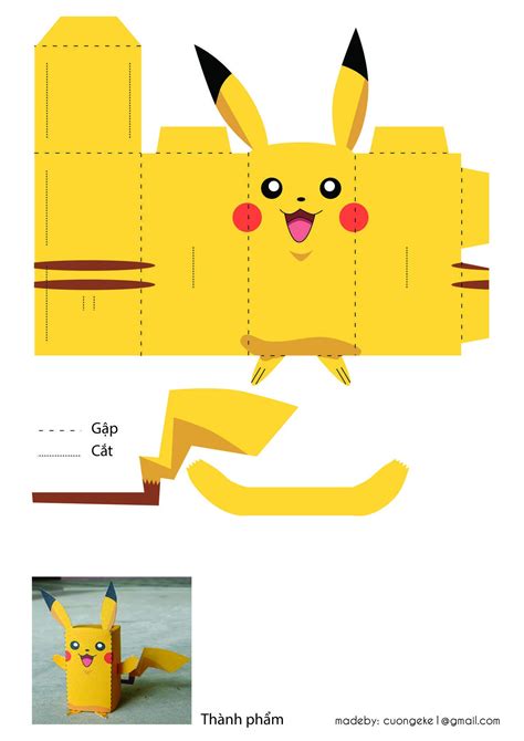 Cut Out Printable Pikachu Papercraft Template