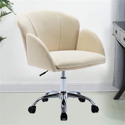 SEGMART Accent Chair, Cute Swivel Velvet Desk Chair for Women, Mid Back