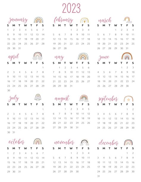Cute Printable 2023 Calendar