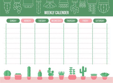 Cute Weekly Calendar Printable