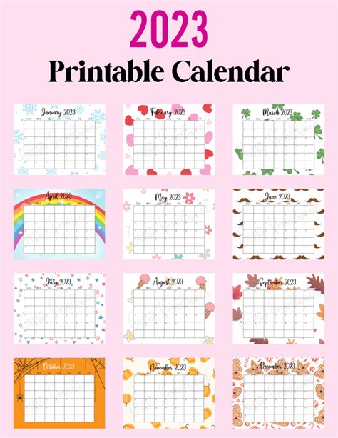 Cute 2023 Calendar Printable
