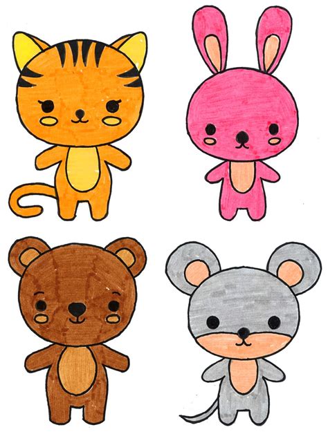 Cute Animals Cartoon Easy