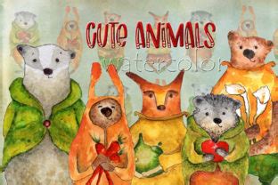 Download Cute Animals Watercolor Collection Crafts