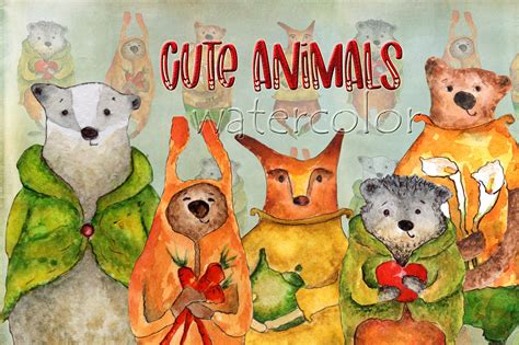 Download Cute Animals Watercolor Collection Easy Edite