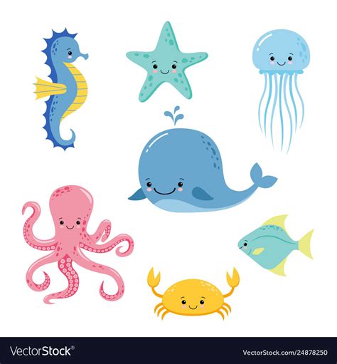 Cute Baby Cartoon Sea Animals