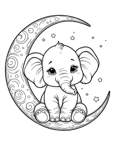 Cute Baby Elephant Coloring Pages