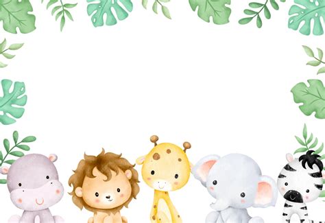 Cute Baby Jungle Animals Frame