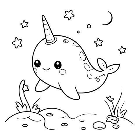 Cute Baby Narwhal Coloring Pages