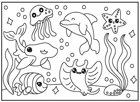 Cute Baby Sea Animals Coloring Pages