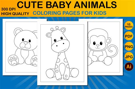 Cute Baby Zoo Animals Coloring Pages