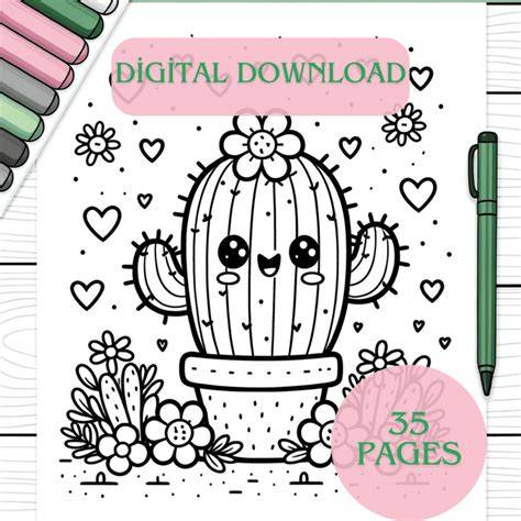 Cute Cactus Coloring Pages