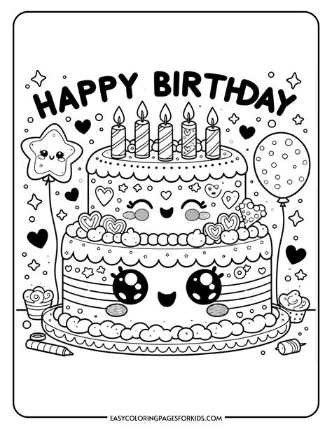 Cute Cake Coloring Pages
