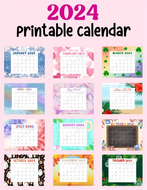 Cute Calendar 2024 Printable