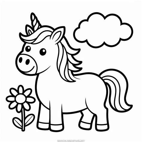 Cute Cartoon Unicorn Coloring Pages
