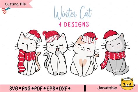 Download Cute Cat Winter SVG Set Crafts