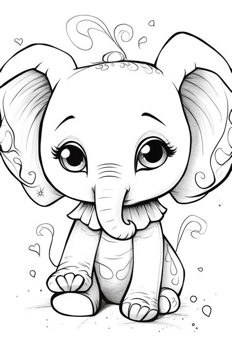 Cute Coloring Pages Of Elephants