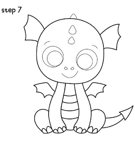 Cute Dragon Drawing Small Printable
