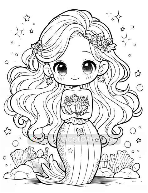 Cute Easy Cute Mermaid Coloring Pages