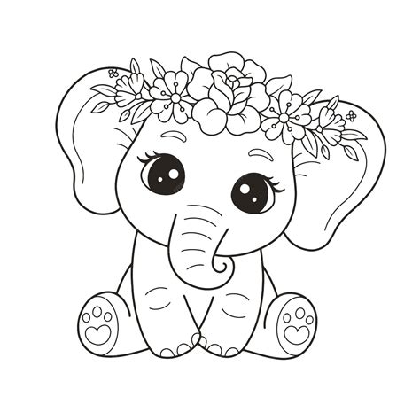 Cute Elephant Coloring Pages