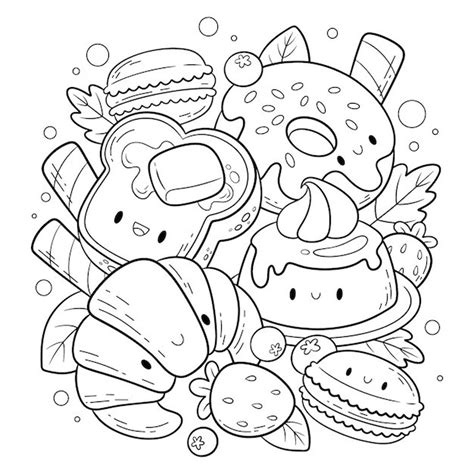 Cute Food Printable Coloring Pages