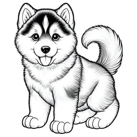 Cute Husky Puppy Coloring Pages