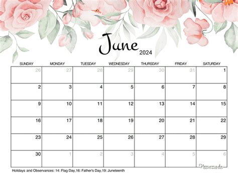 June 2024 Cute Printable Calendar