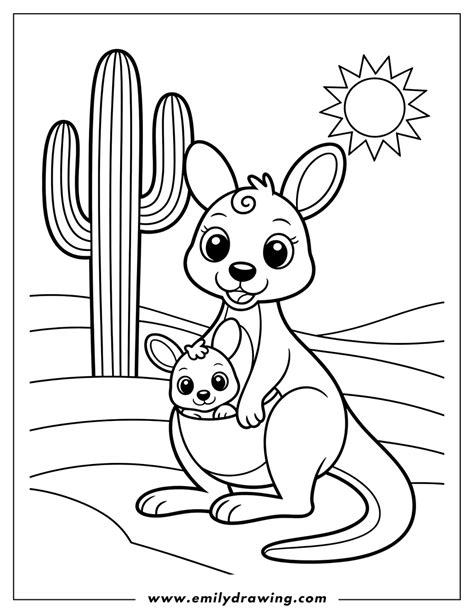 Cute Kangaroo Coloring Pages