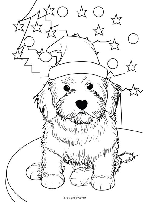 Cute Printable Coloring Pages Christmas Puppies