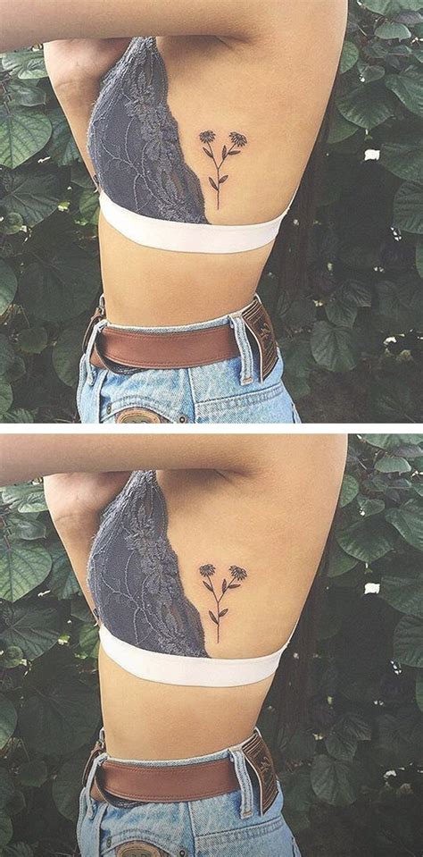 Cute Small Wild Flower Rib Tattoo Ideas that are Feminine