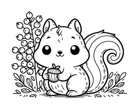 Cute Squirrel Coloring Page