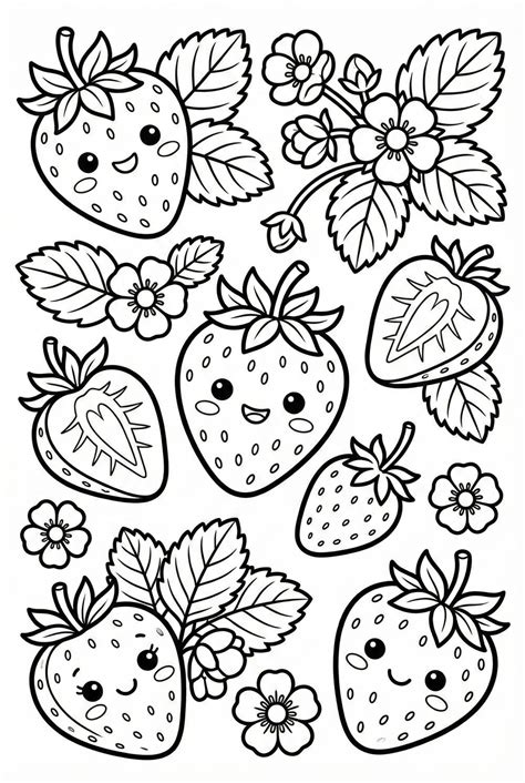 Cute Strawberry Coloring Pages