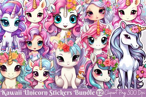Download Cute Unicorn Stickers Bundle Commercial Use DXF Files