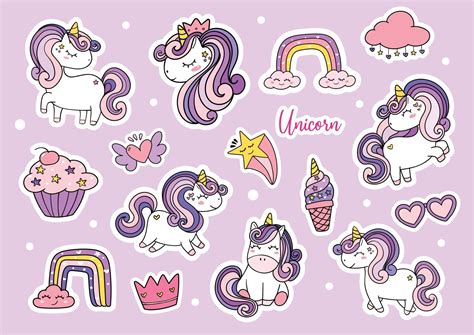 Download Cute Unicorn Stickers Bundle Printable