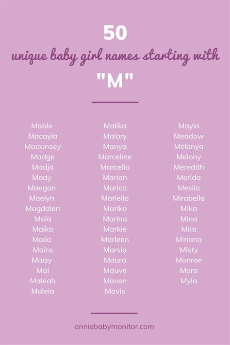 Cute Unique Girl Names That Start With M